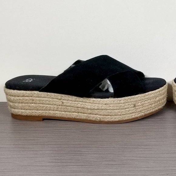BP Criss Cross Strap Platform Espadrille Sandal, Black Suede, Womens Size 8.5 M - Picture 7 of 12